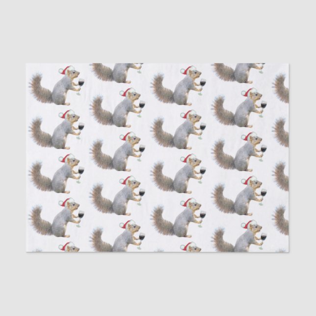 Papais noeis esquilo com papel de tecido de vinho (Frente )