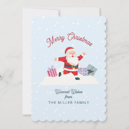 Papais noeis felizes, cartão azul-claro de Natal
