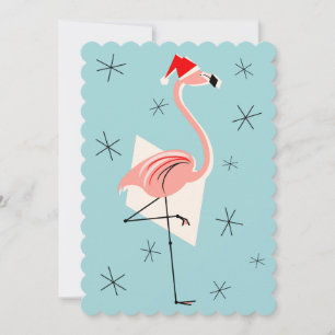 Papais noeis Flamingo Retrato azul de convite