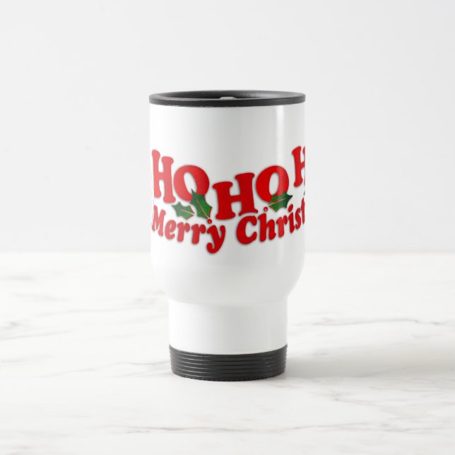 Papais noeis "Ho Ho Feliz Natal" caneca de viagem (Centro)