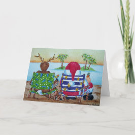 Papais noeis humorísticos e cartão de natal de ren