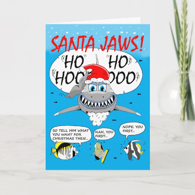 PAPAIS NOEIS JAWS! Cartão de saudação de Natal. Di (Frente)
