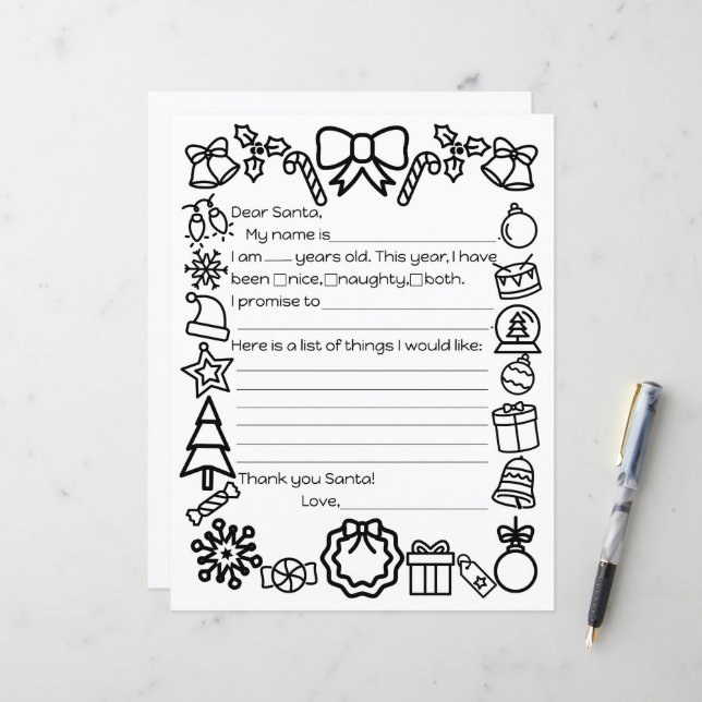 Papais noeis - Letra Coloração Página (Frente/Verso In Situ)