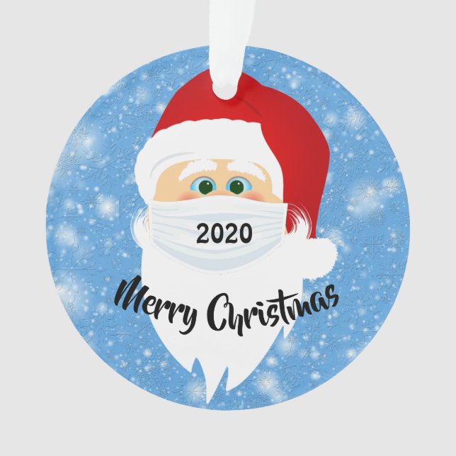 Papais noeis Mascarados 2020 Ornamento acrílico (Frente)