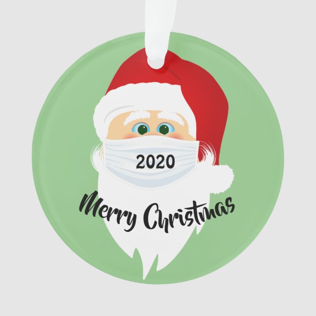 Papais noeis Mascarados 2020 Ornamento acrílico (Frente)