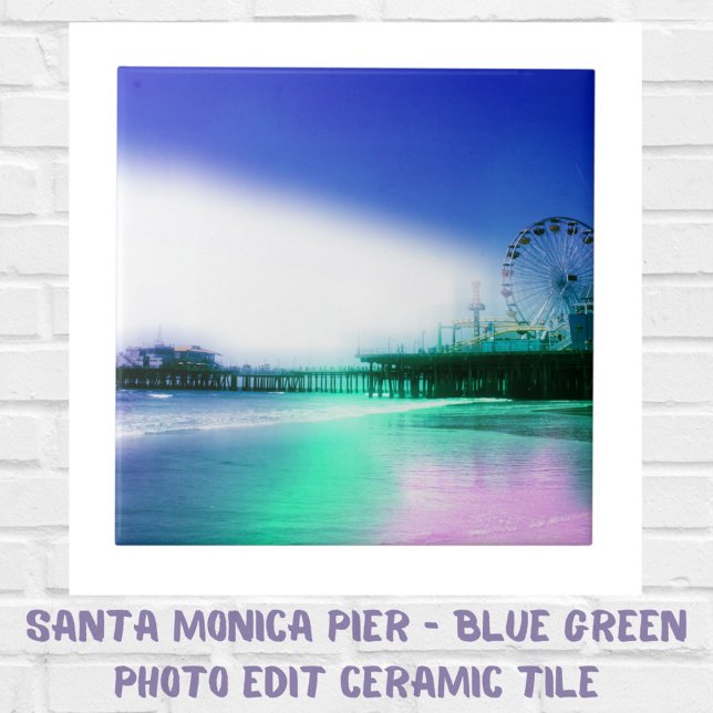 Papais noeis Monica Pier - Blue Green Photo Edit (Santa Monica Pier - Blue Green Photo Edit Ceramic Tile)