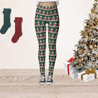 Papais noeis Mouse Leggings de Natal Verdes