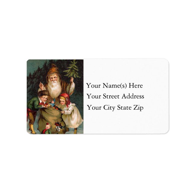 Papais noeis na etiqueta de endereço da floresta d (Frente)