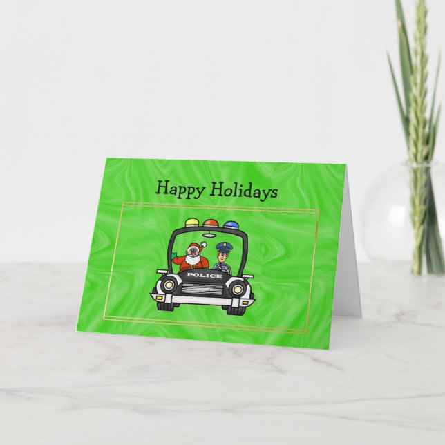 Papais noeis No Cartão De Natal Do Carro De Políci (Frente)