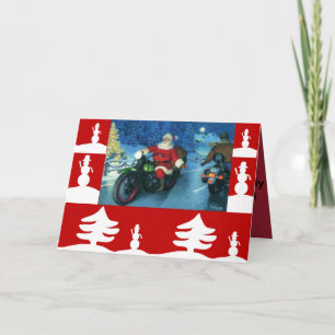 Papais noeis num cartão de natal Harley