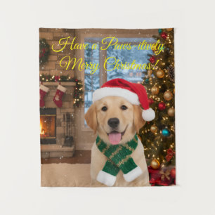 Papais noeis Paws Retriever Natal Tapeçaria Arte d