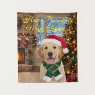 Papais noeis Paws Retriever Natal Tapeçaria Arte d