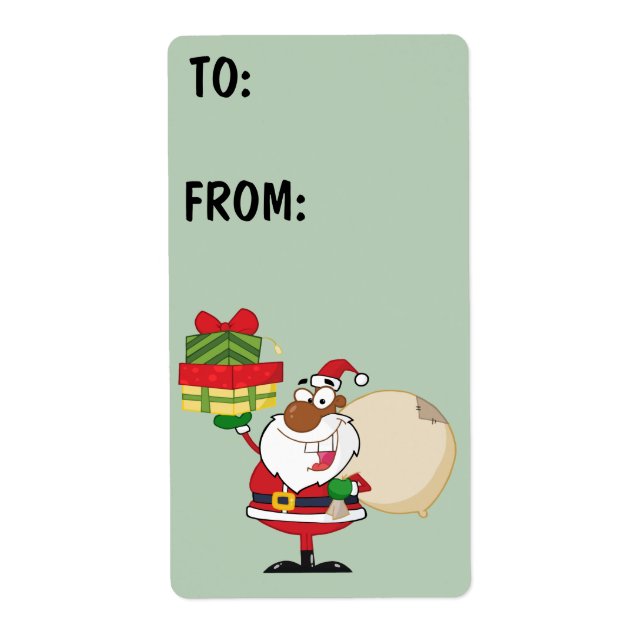 Papais noeis Pretos Segurando Etiqueta de presente (Frente)