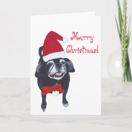 Papais noeis Pug Dog Painting Cartões de Natal Fel
