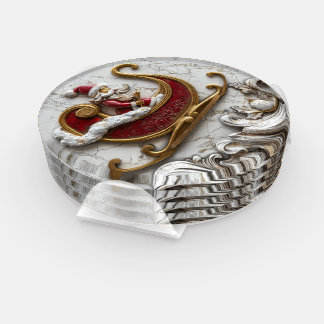 Papais noeis que brilham num trenó festivo