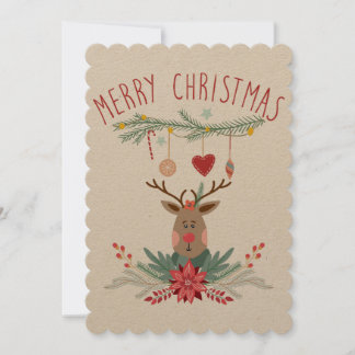 Papais noeis Reindeer Cartão Escandinavo de Natal