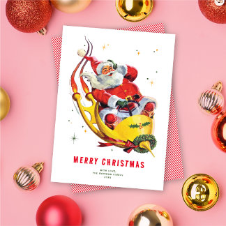 Papais noeis retrorreflectores no cartão de Natal 