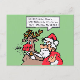 Papais noeis & Rudolph Funny Cartoon Cust. Cartão