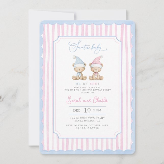 Papais noeis Sexo do Bebê Convite (Frente)