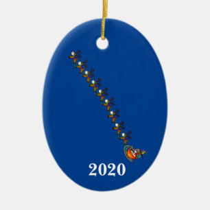 Papais noeis Sleigh Reindeer com Ornamento de Másc