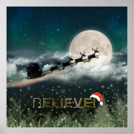 Papais noeis Sleigh Reindeer Papel para Poster de 
