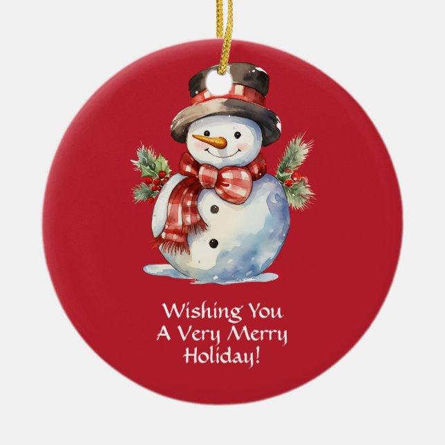 Papais noeis sorridentes Enfeites de natal cerâmic (Frente)