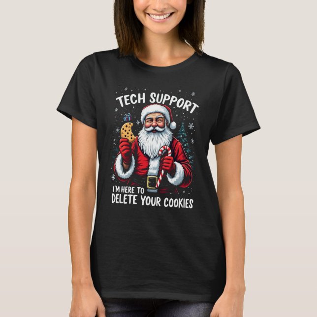 Papais noeis Suporte Técnico Camisa de Natal Humor (Frente)