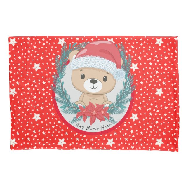 Papais noeis Teddy Bear Red e White Star Natal (Frente)