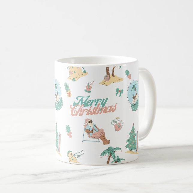 Papais noeis tropicais Feliz Caneca de Natal (Frente Esquerda)