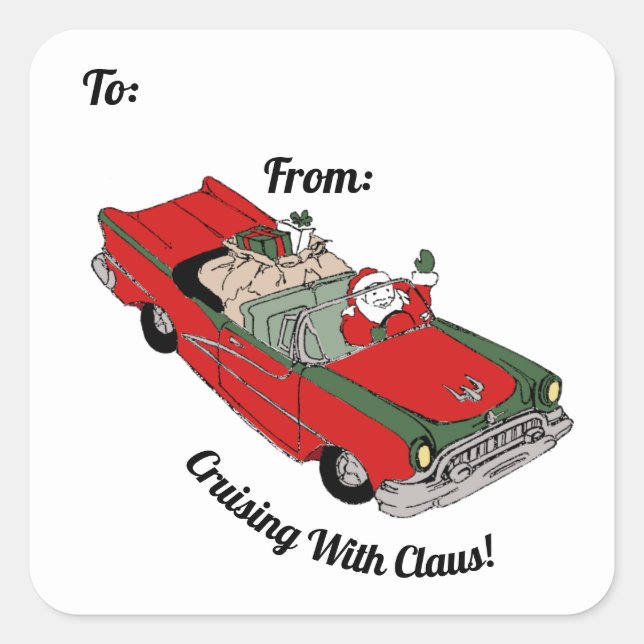 Papais noeis Vermelhos/Verdes No Adesivo Quadrado  (Frente)