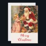 Papais noeis Vintage com Cartão de Natal de Crianç<br><div class="desc">Papais noeis chegaram na véspera de Natal com presentes maravilhosos para esta menina encantadora. Esta imagem de vintage mostra um cenário adorável em aquarelas com Papais noeis sorrindo em seu traje clássico vermelho e a adorável criança em um vestido rosa festivo. Uma árvore de Natal tradicional, com presentes malchados coloridos,...</div>
