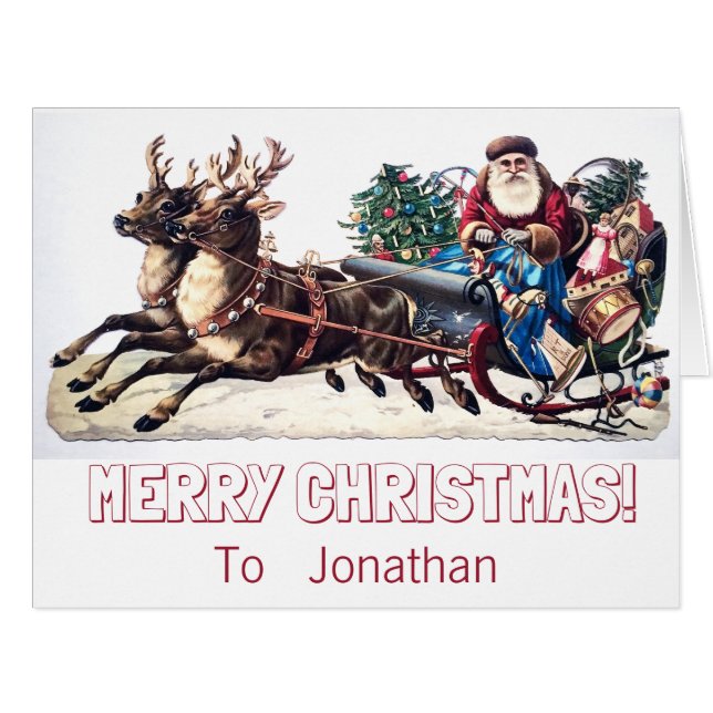 Papais noeis vintage incomuns cartão de saudação g (Frente horizontal)
