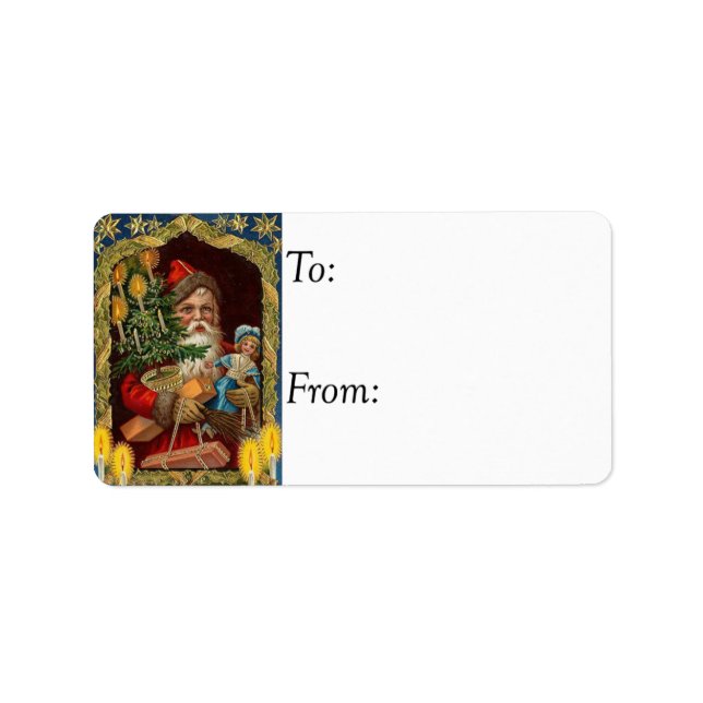 Papais noeis vitorianos - Etiqueta de presente de  (Frente)