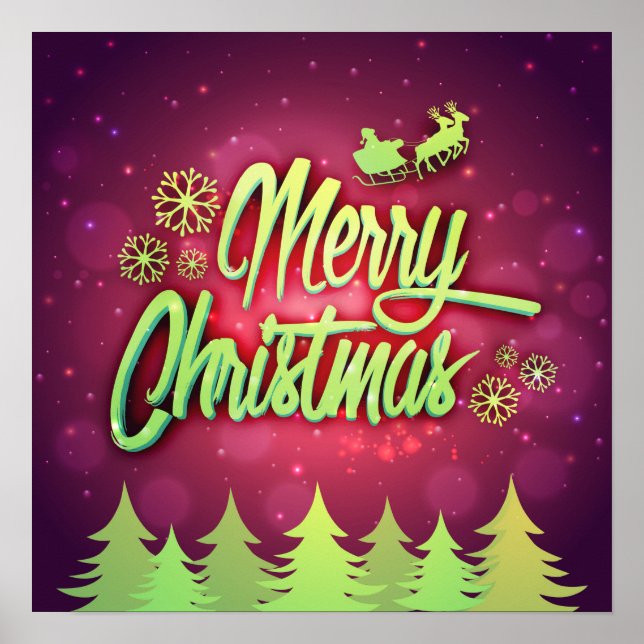 Papais noeis voadores Feliz Poster de Natal (Frente)