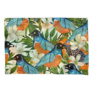 Papaya tropical e padrão de pássaros.