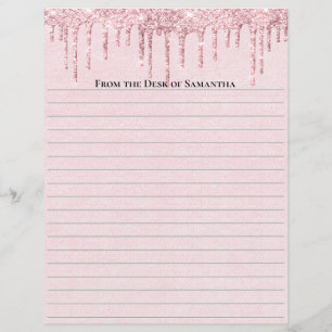 Papel alinhado cor-de-rosa personalizado com brilh
