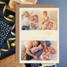 Papel alumínio dourado 3 Foto Felizes Festas Famíl