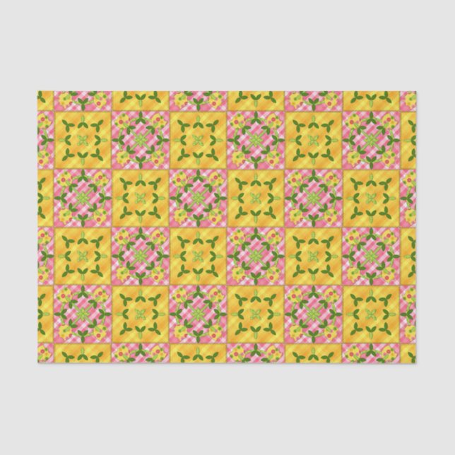 PAPEL AMARELO-PINK-TISSUE Tulip Applique (Frente )