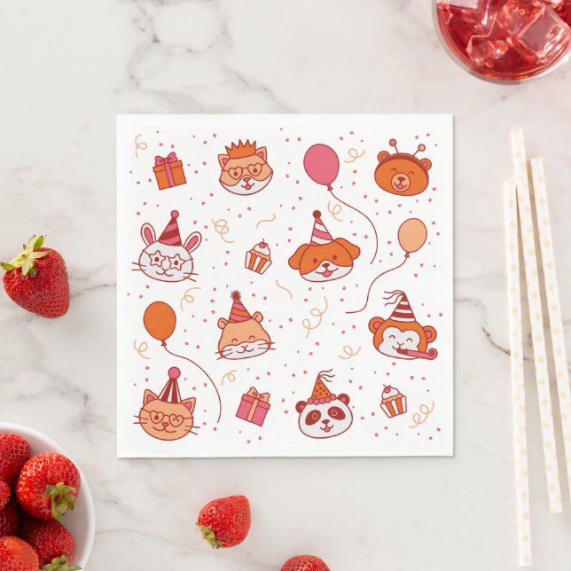 Papel Animais de festa felizes e fofos guardanapo de pap (Insitu)