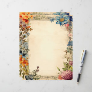 Papel Antigo Floral Shabby Chic Diário de Sucata