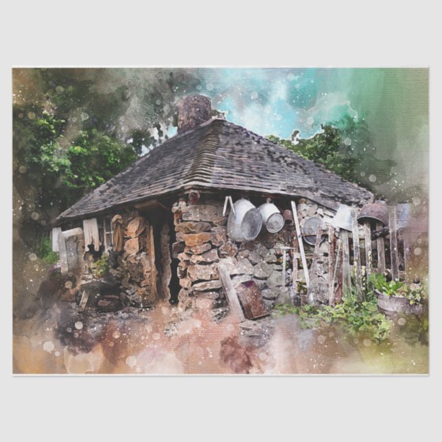 Papel antigo Tecido de Decoupage de Cabina (Frente )