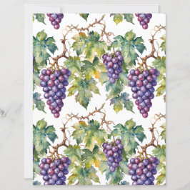 Papel Aquarela Rústica Uvas Roxas e Vinha
