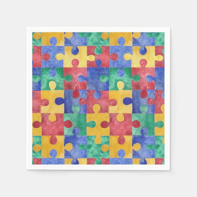Papel Autismo Sensibilização quebra-cabeça de guardanapo (Frente)