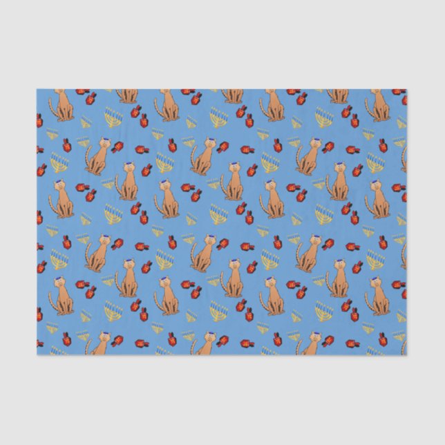 Papel azul do presente do envoltório de Dreidel do (Frente )