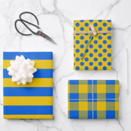 Papel Azul E Amarelo Para Enrolar Presente, Bandei