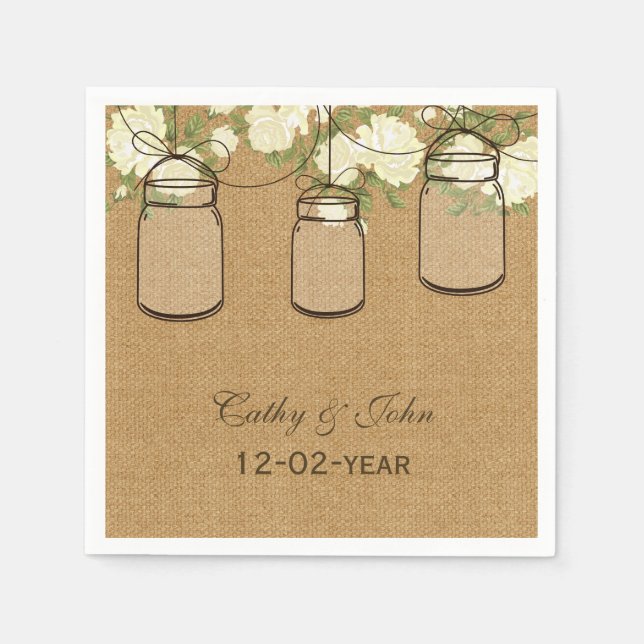 Papel bosque rosas de marfim guardanapo personalizado (Frente)