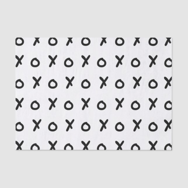 Papel Branco & Preto X O XO X&O's Fofo Moderno (Frente )