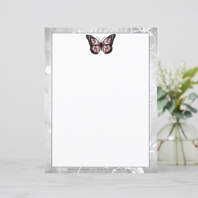 Papel Brilhante de Borboleta Rosa (Em pé/Frente)