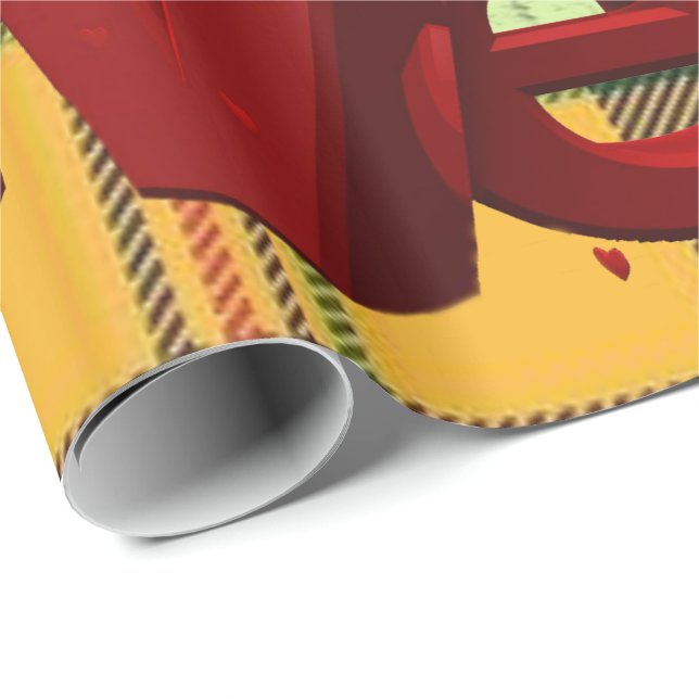 Papel Brilhante Papel de embrulho Teddy Bear Xadre (Ponta do rolo)