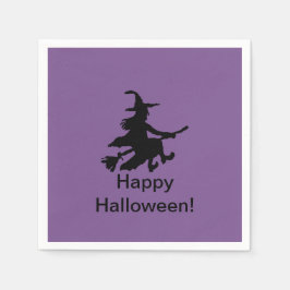 Papel Bruxa Voadora Roxa - Feliz Halloween Guardanapo de